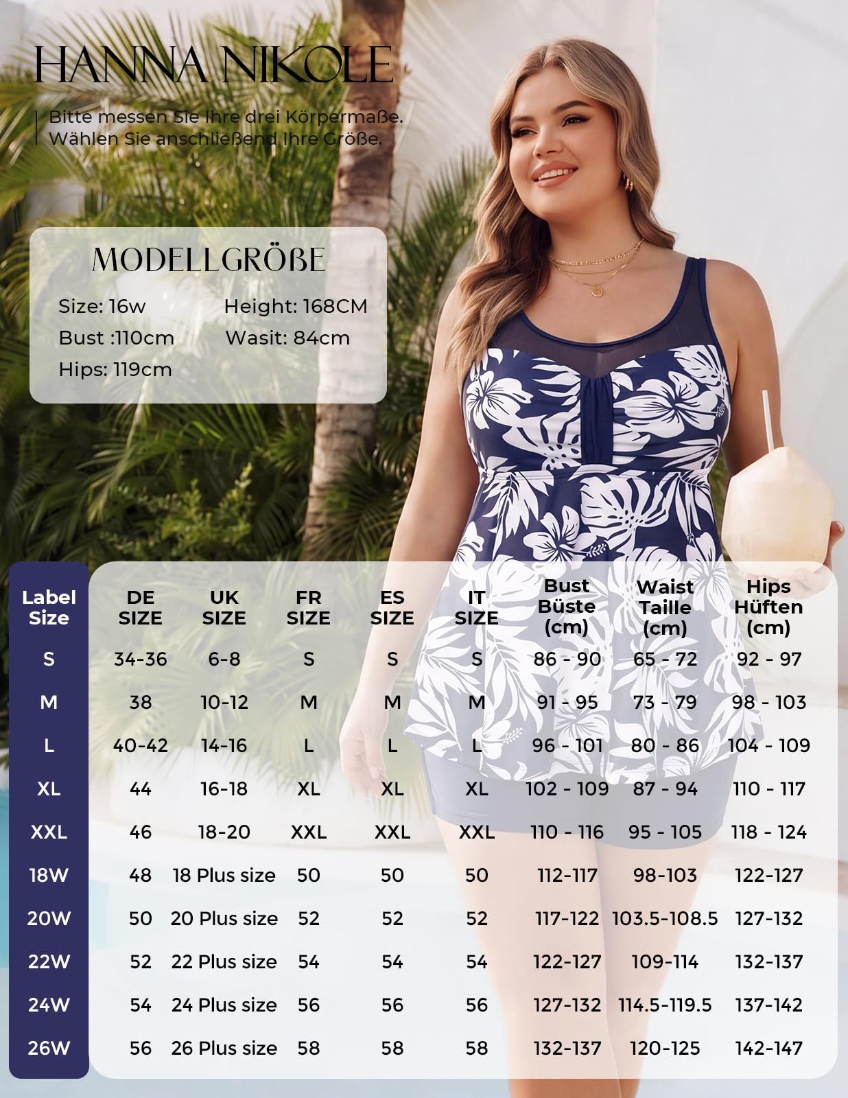Hanna Nikole Tankini Damen Set,Bauchweg Badeanzug,Zweiteilig Bogen Tankini Oberteil Mit High Waist Badeshorts,Maschenverbindung Badebekleidung,Verstellbare Bademode,Flowy Strandmode Schwimmanzug