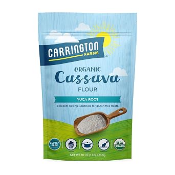 Carrington Farms Organic Cassava Flour 1lb - Grain-Free, Gluten-Free & Paleo Yuca Root Flour | 11 Wheat Flour Substitute for Tortillas, Baking & Breading | Nut-Free, Non-GMO