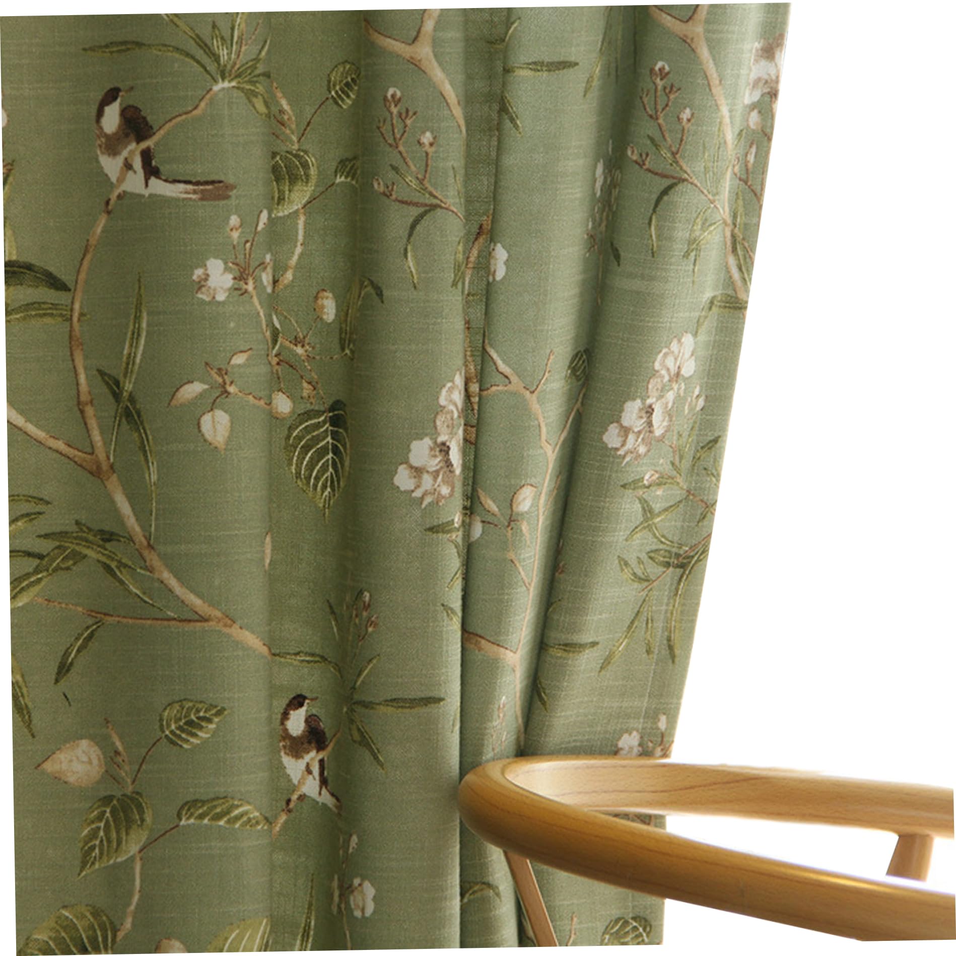 Rideaux d'oiseaux de ferme à flore verte style vintage pour salon et grande porte coulissante