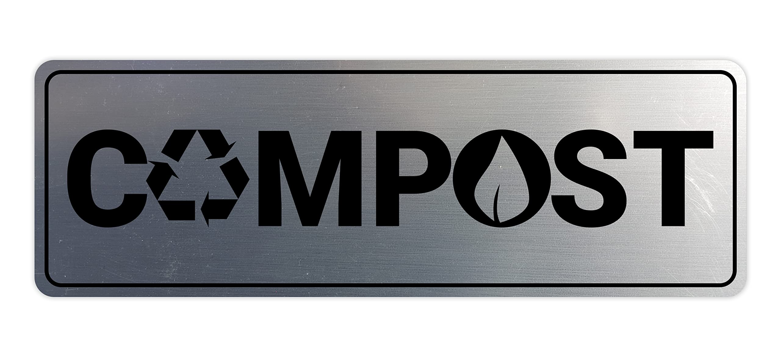 Signs ByLITA Standard Compost Sign (Brushed Silver) - Medium