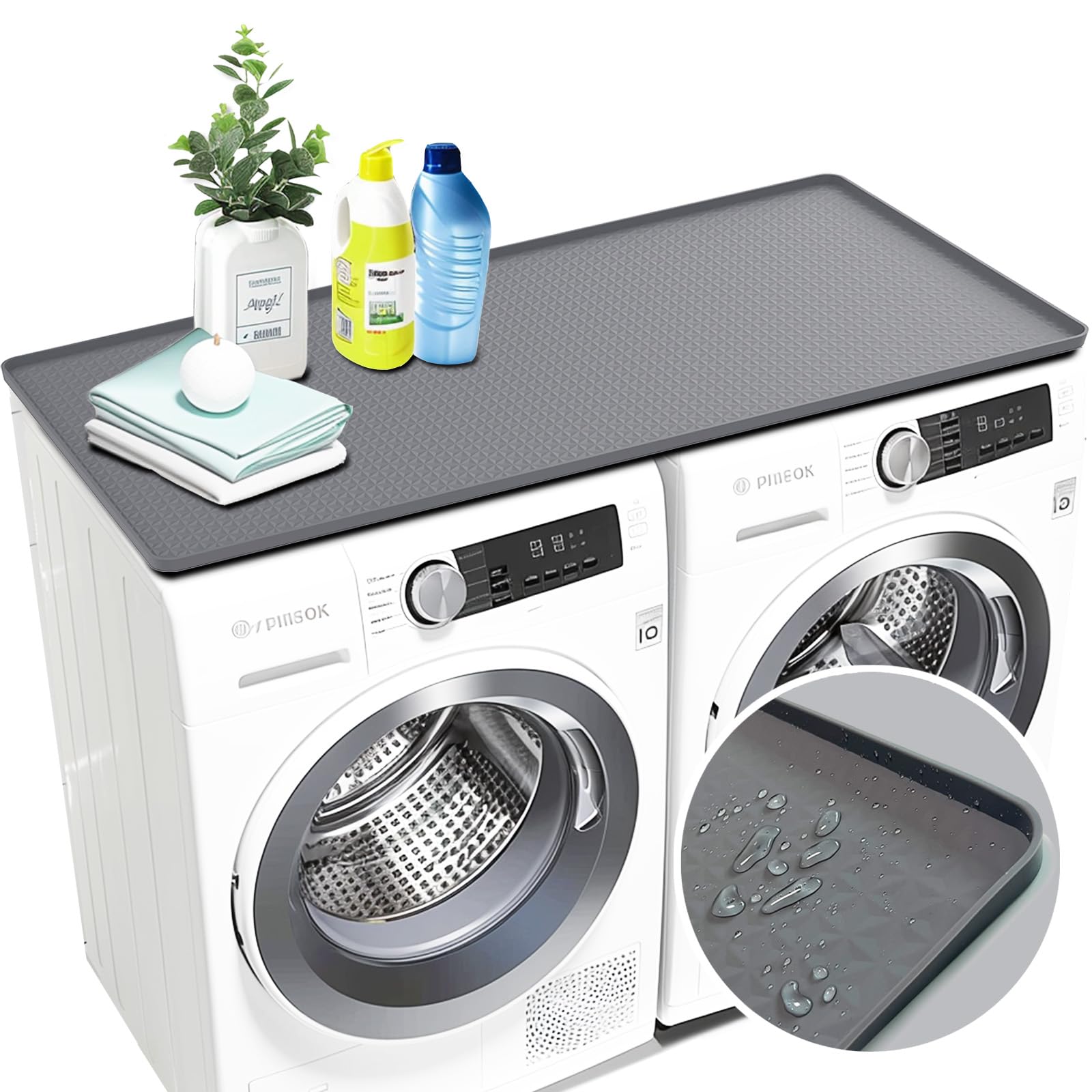 KMIYIVI Fundas para lavadora y secadora para la parte superior 51 2 x 25 6 Lavadora Secadora Encimera Funda para lavadora Protector superior de la secadora Alfombrilla de silicona Protector superior de la lavadora y secadora Fundas para secadora para la parte superior