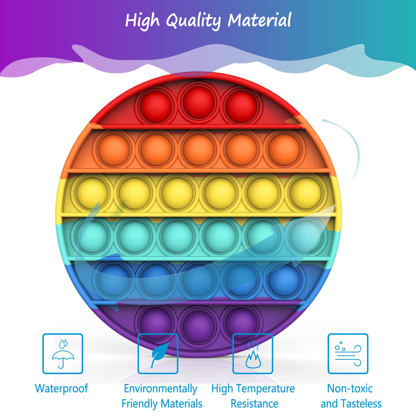 Bdwing Silicone Push e Pop Bubble Sensory Fiddling Toy, ansia di sollievo Finger Toy Autismo Bisogno Speciali Unpacking Stress Reliever per Bambini e Adulti (Color-Round)