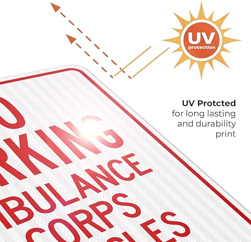 Miniatura 7 de No Parking Ambulance Corps Vehicles Only Sign, 24x30 Inches, 3M EGP Reflective .080 Aluminum, Fade Resistant, Made in USA by Sigo Signs