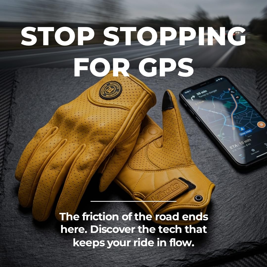 Gants de Moto en Cuir de chèvre Classique Jaune avec Trou de vélo d'été Gants de vélo pour Les Gants de Protection du Motocycliste