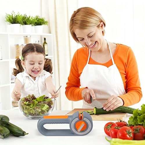 Miniatura 7 de Afiladores de cuchillos para cuchillos de cocina - Afilador de cuchillos manual 6 en 1 con varillas de diamante, tungsteno y cerámica, afilador de