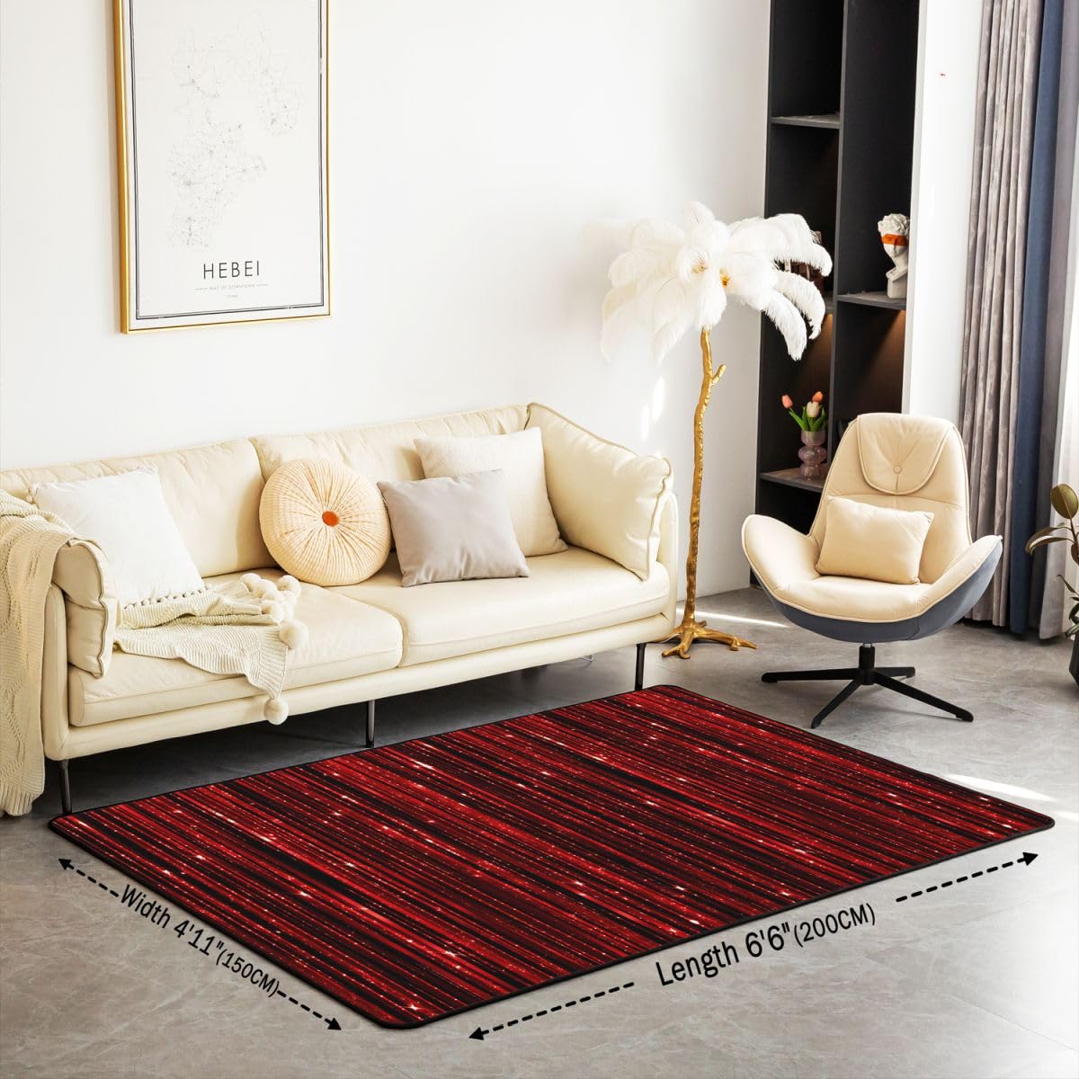 Loussiesd Czerwony dywan w paski ombre 150 x 200 cm