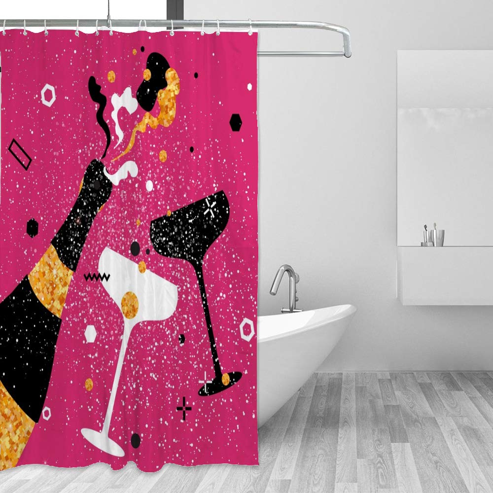 Rideau de douche champagne imperméable tissu polyester salle de bain