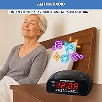 Vista 4 de Digital Alarm Clock AM/FM Clock Radio with Red LED Display, Loud Alarm for Heavy Sleepers Desk or Bedside Clock