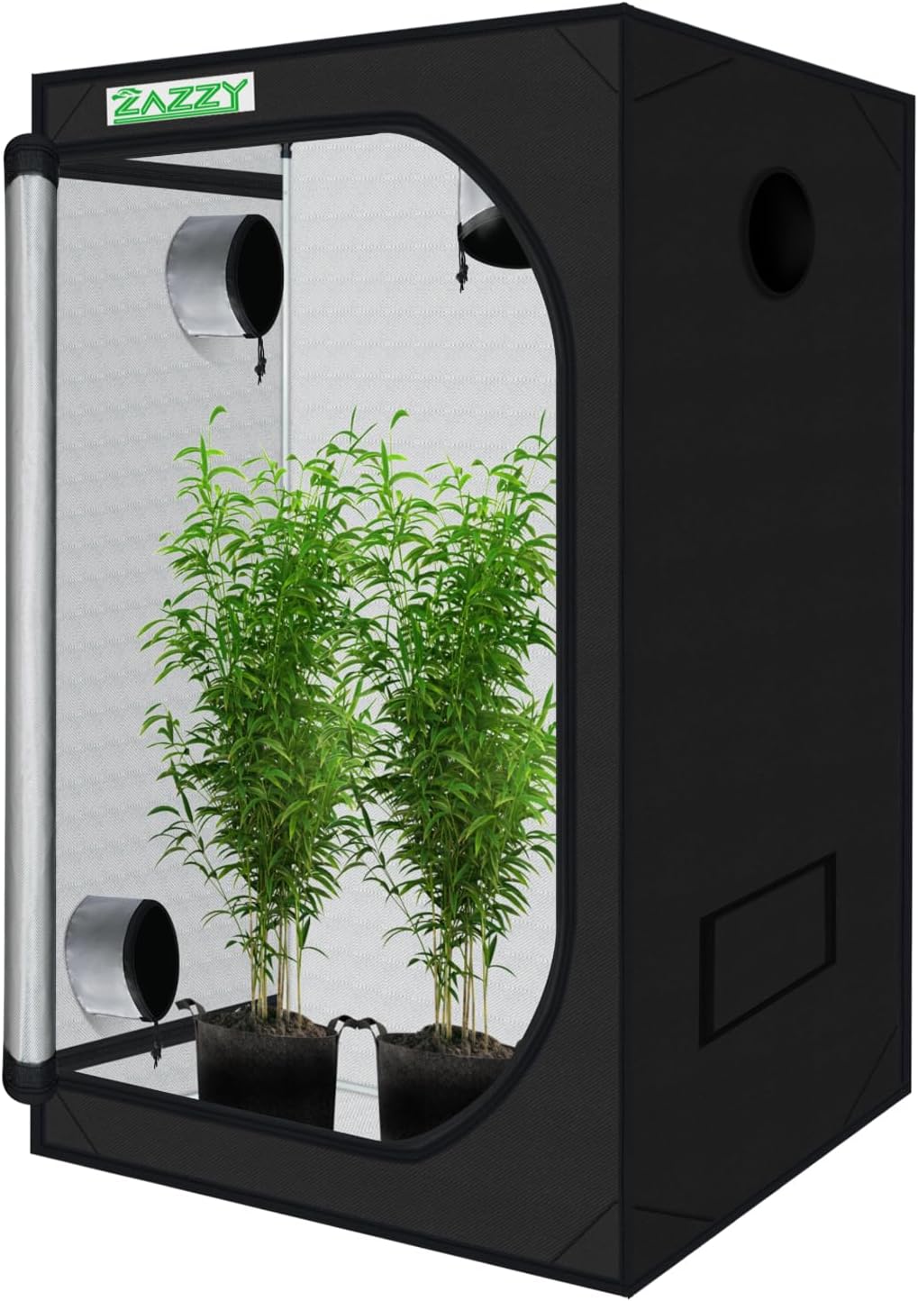zazzy 4x4 Grow Tent, 48"x48"x78" 600D Mylar Growing Tents for Indoor Plant