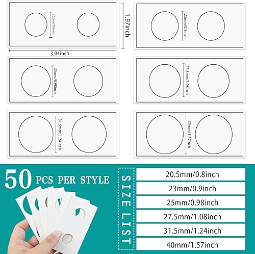 Miniatura 2 de 300 soportes para monedas de cartón, 6 tamaños de 2 x 2 pulgadas para suministros de colección de monedas