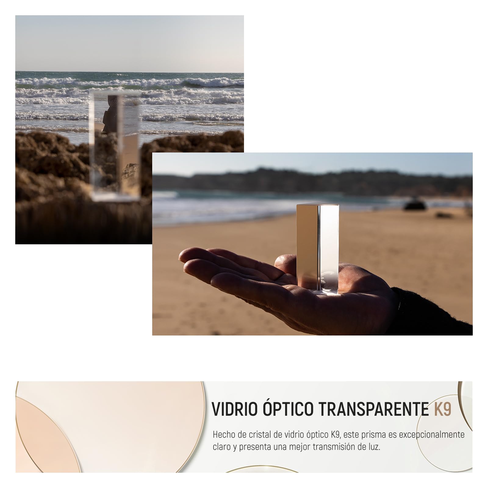 NEEWER Prisma Triangular de 4 Pulgadas/10cm, Cristal Óptico K9 para Fotografía de Prisma, Prisma de Fotografía de Efectos de Arco Iris, Enseñanza de Física de Espectro de Luz