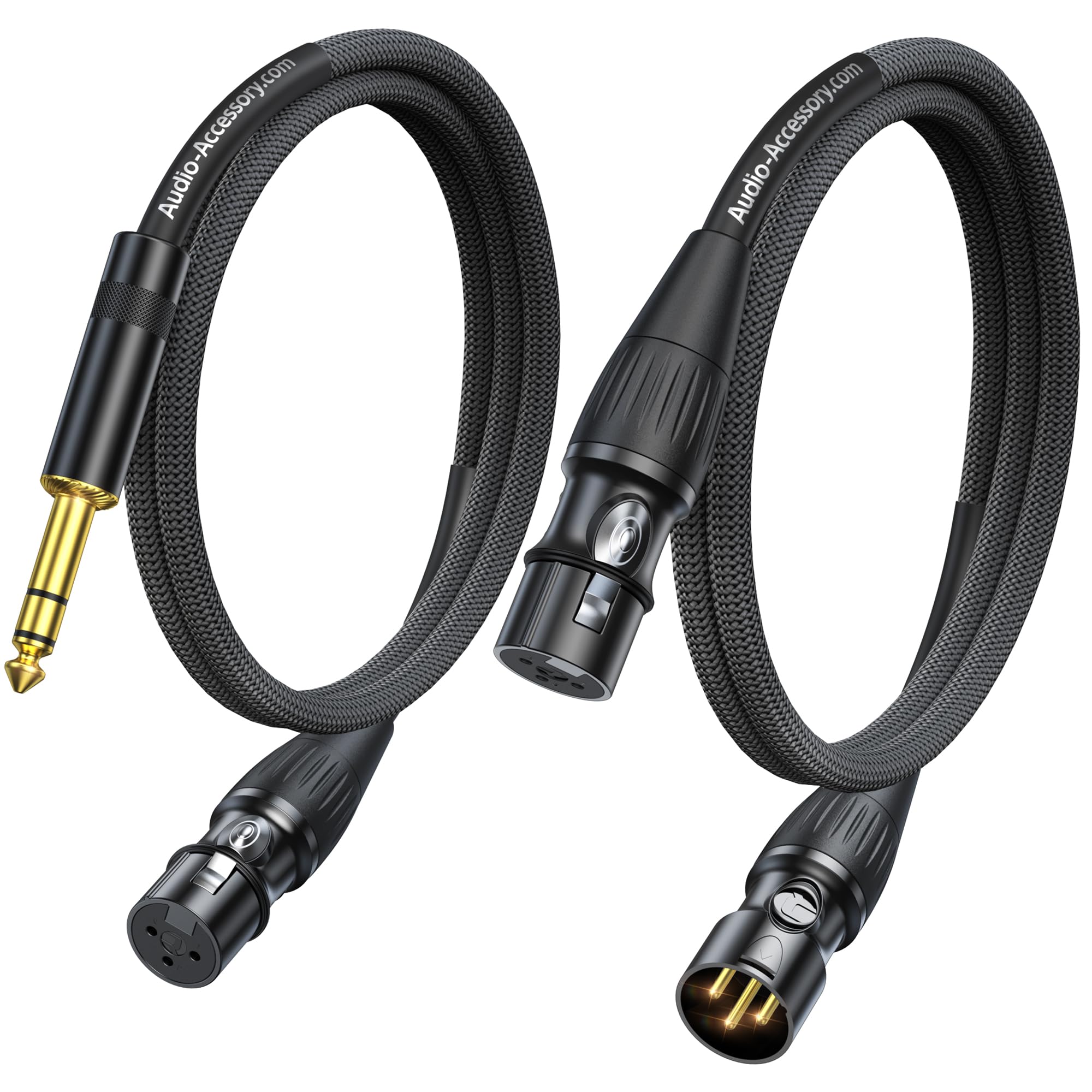 Cable XLR hembra a 1/4 con cable XLR de 6 pies, conectores Rean de Neutrik, cable TRS a XLR trenzado de nailon reforzado con Kevlar, cable equilibrado de cuarto de pulgada a XLR hembra, OFC