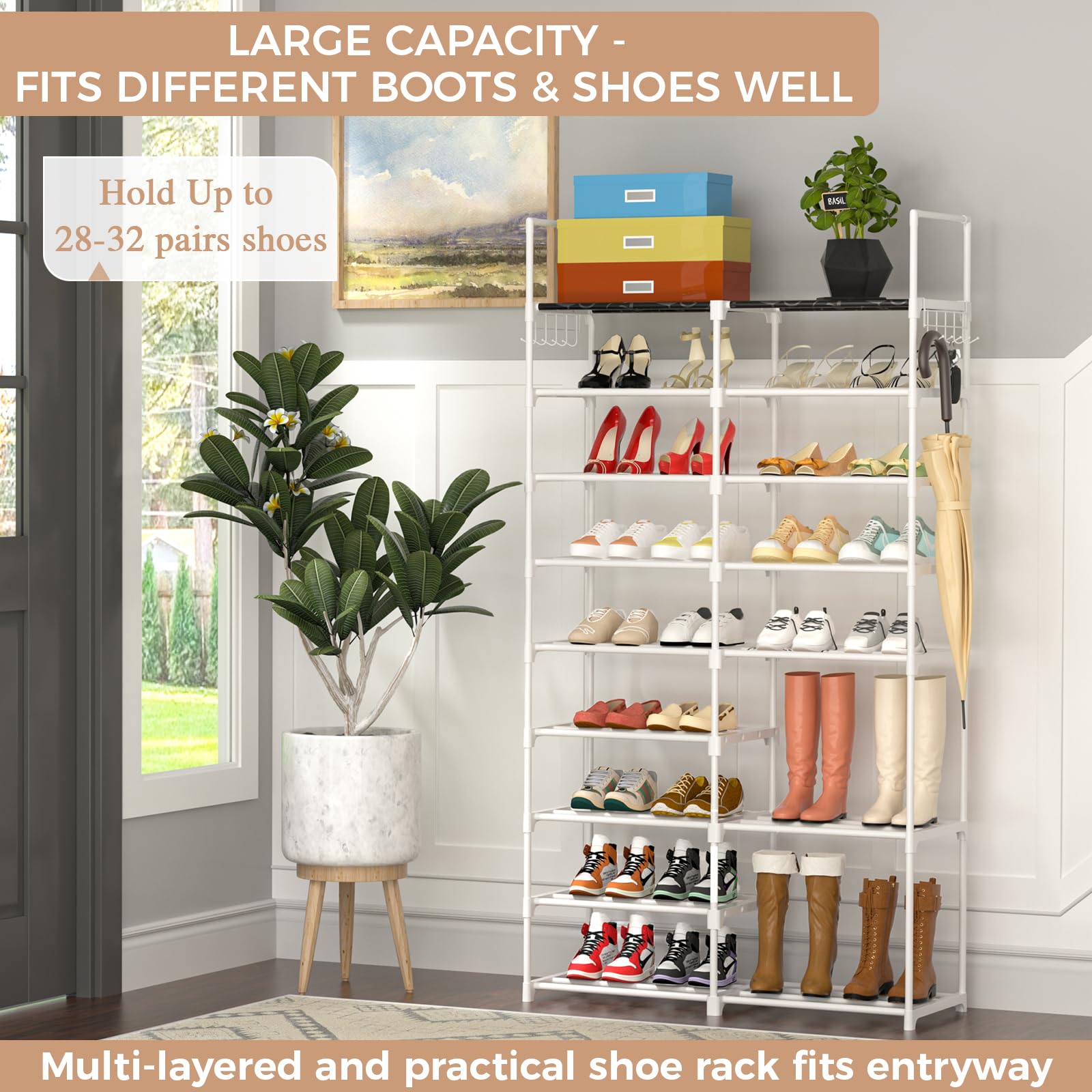 Snapklik.com : DOADW 9-Tier Shoe Rack For Closet,Large Walk In Closet
