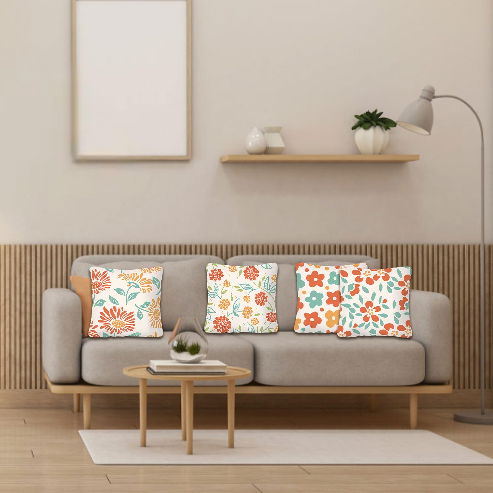 Betadistor Flower Cushion Covers 45 x 45 cm Set of 4 Garden Floral Decorative Throw Pillow Covers Polyester Linen Pillowcases for Sofa Garden Patio Summer Decor Flowers - Image 2