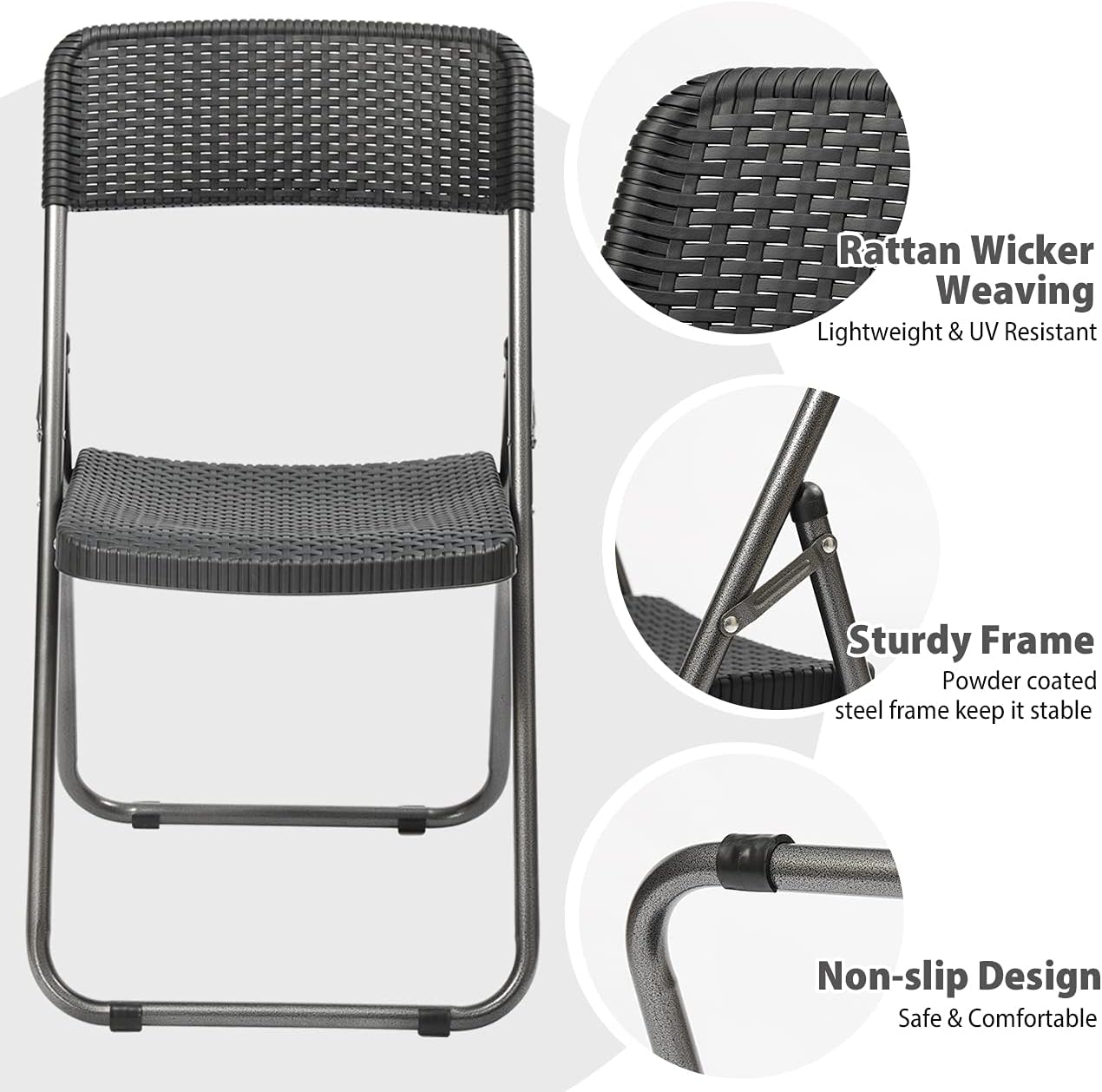 Sekey 3 Piece Patio Bistro Sets, Patio Furniture Sets Premium Bistro Table Set, Rattan Look Foldable Patio Table and Chairs,Durable Waterproof Steel Frames for Indoor and Outdoor Use Black : Patio, Lawn & Garden