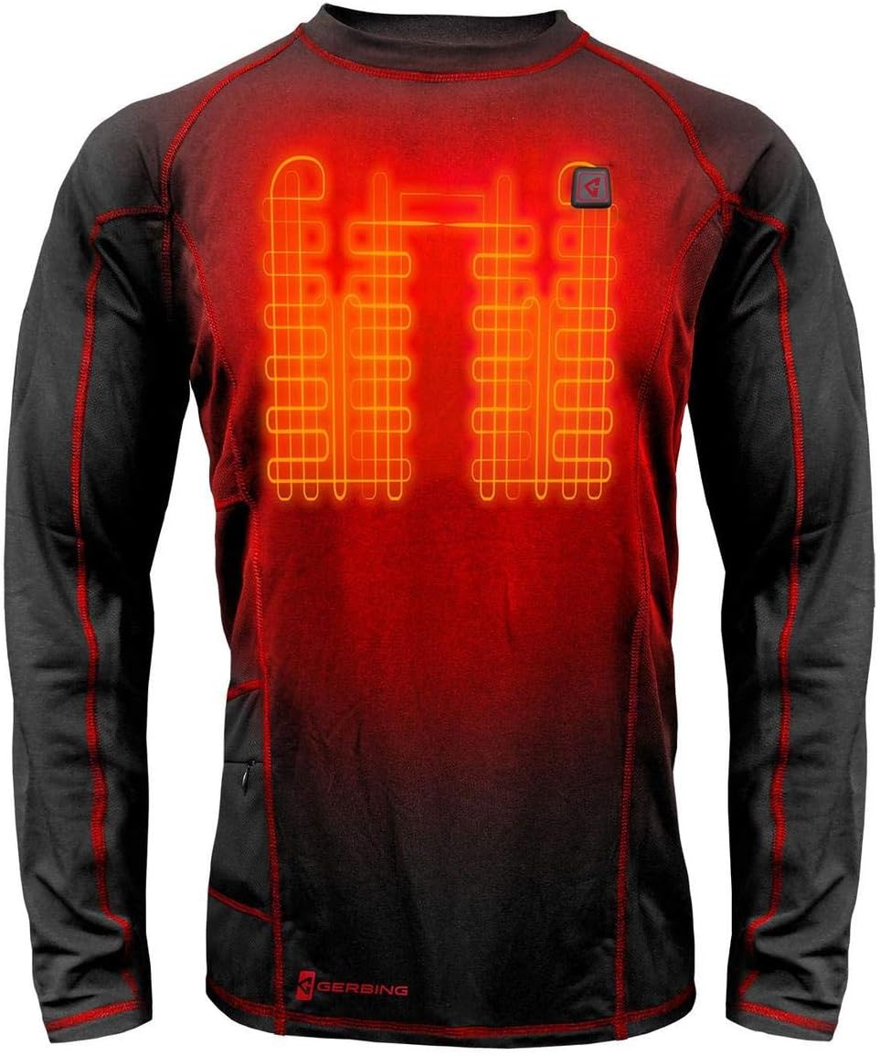 Gerbing7V Battery Heated Shirt for Men Electric Heating Base Layer for Winter Outdoor Motorcycling Hunting Camping Ski Black M
