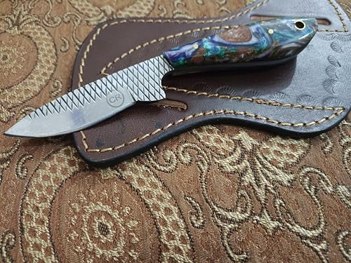 Miniatura 2 de KNIVES KING Cuchillo de vaquero de hoja fija hecho a mano de 7 pulgadas con funda de cuero, cuchilla afilada de acero y mango de resina para caza,