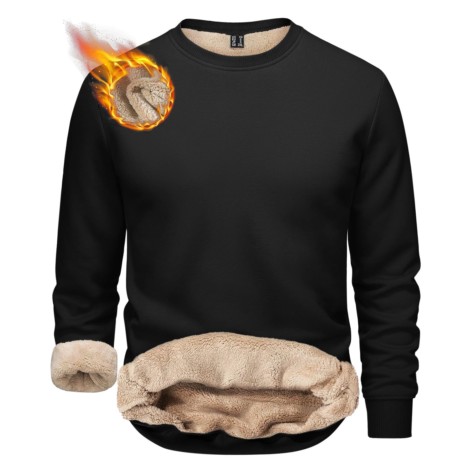 Fleece sweatshirt voor heren, met sherpa-voering, pullover trui met ronde hals, fleece truien, dik warm winter sweatshirt, thermisch pluizig sweatshirt, donzig sweatshirt, casual effen kleur fluwelen Fleece sweatshirt voor heren, met sherpa-voering, pullover trui met ronde hals, fleece truien, dik warm winter sweatshirt, thermisch pluizig sweatshirt, donzig sweatshirt, casual effen kleur fluwelen