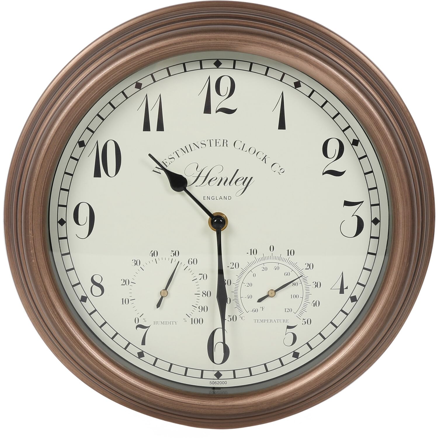 Bloomingtons Direct 12" Round Wall Clock With Thermometer Hygrometer, Indoor Semi-Outdoor Modern Silent Non-Ticking Outside Temperature Clock for Garden,
