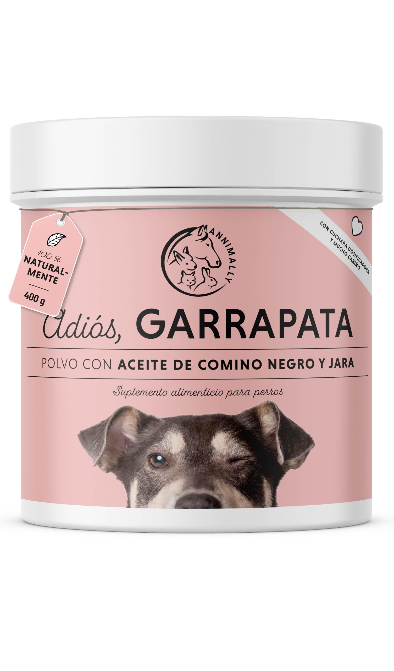 Annimally Complemento Alimenticio para Perros con Aceite de Comino Negro, Cistus, Levadura de Cerveza y Algas Marinas – Fórmula Natural en Polvo de Fácil Administración para Piel y Pelaje - 400 g