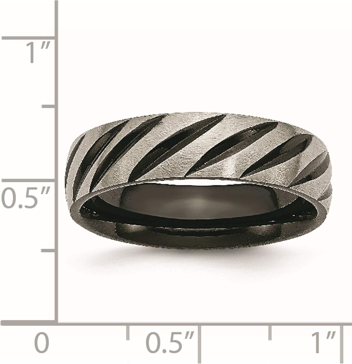 Chisel Titanium 6mm Black IP-Plated Swirl Brushed & Polished Band (Width=6)