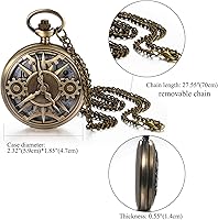 Vista 5 de JewelryWe Reloj de bolsillo con diseño de mapa de The Marauder's - Reloj de cuarzo clásico con cadena