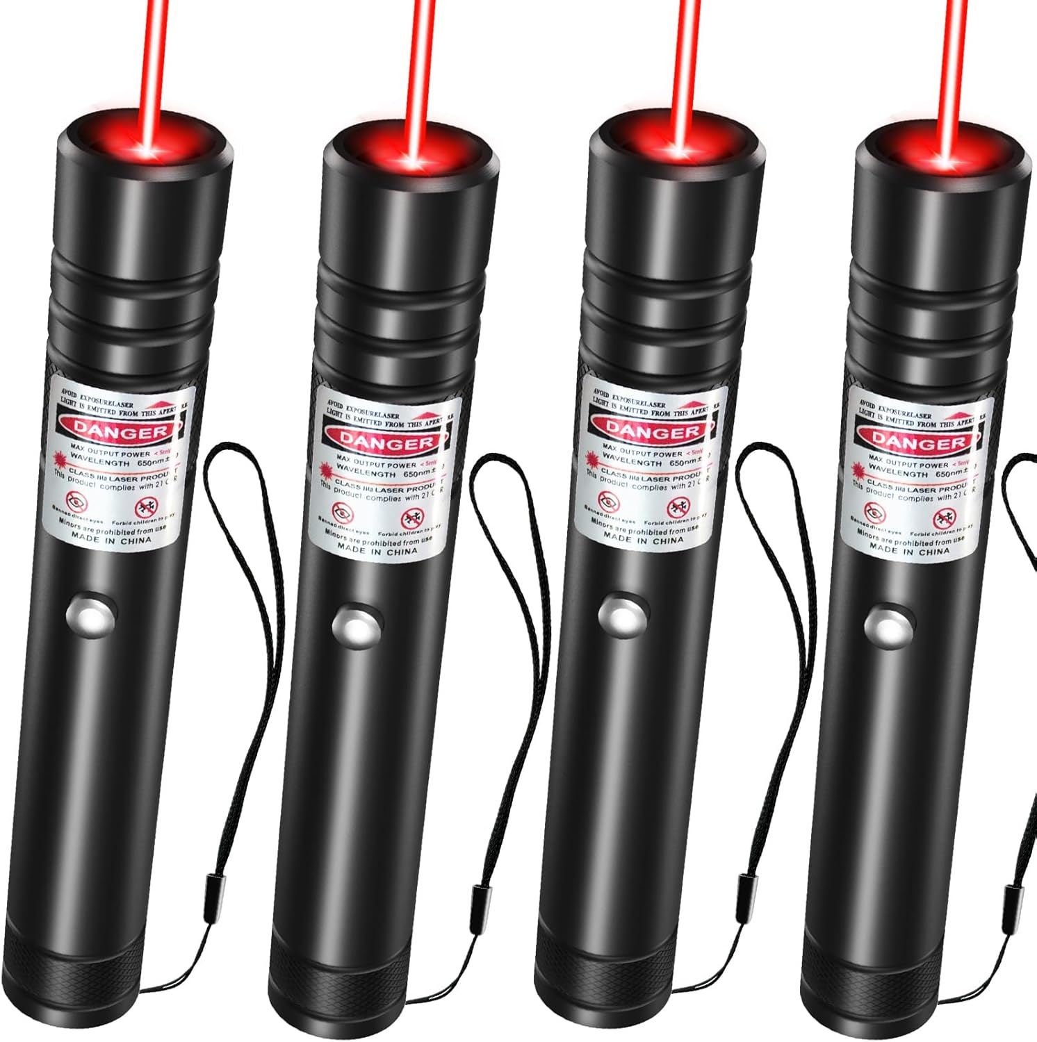 [4 Packs] Rechargeable Red Laser Pointer High Power Red Beam Laser Light Long Distance Range For TV/LED/LCD Screens Tactical Flashlights Presentation Office/Outdoors/Astronomic/Construction [001]