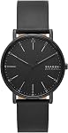 Skagen Signatur Montre en acier inoxydable et cuir analogique Quartz pour homme