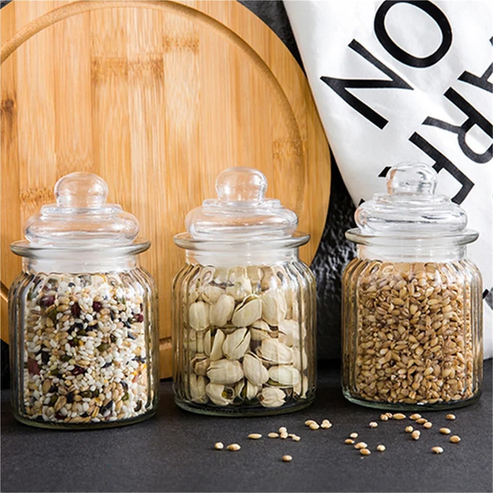 3 stücke Glas Candy Jar Versiegelt Transparent Getrocknete Obst Lagerung Flasche FüR TrockenfrüChte
