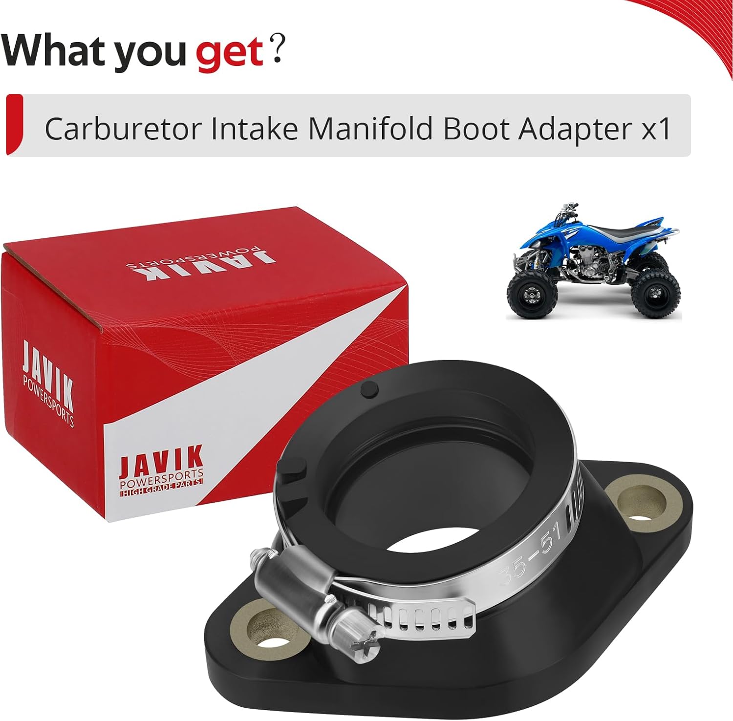 JAVIK Carburetor Intake Manifold Boot Adapter For Suzuki Eiger 400 4x4 2x4 Eiger 400 Auto 4x4 2x4 2002-2007 KingQuad 400 AS FS 2008-2010 O.E.M# 13101-38F00