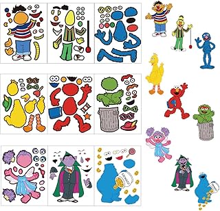 Sesame Friends Street Birthday Party Supplies, Sesame Friends Street Party Favors, 36 Sheets Make a Face Stickers for Kids, Cookie Monster Make Your Own Stickers, Sesame Friends Street Party Decorations