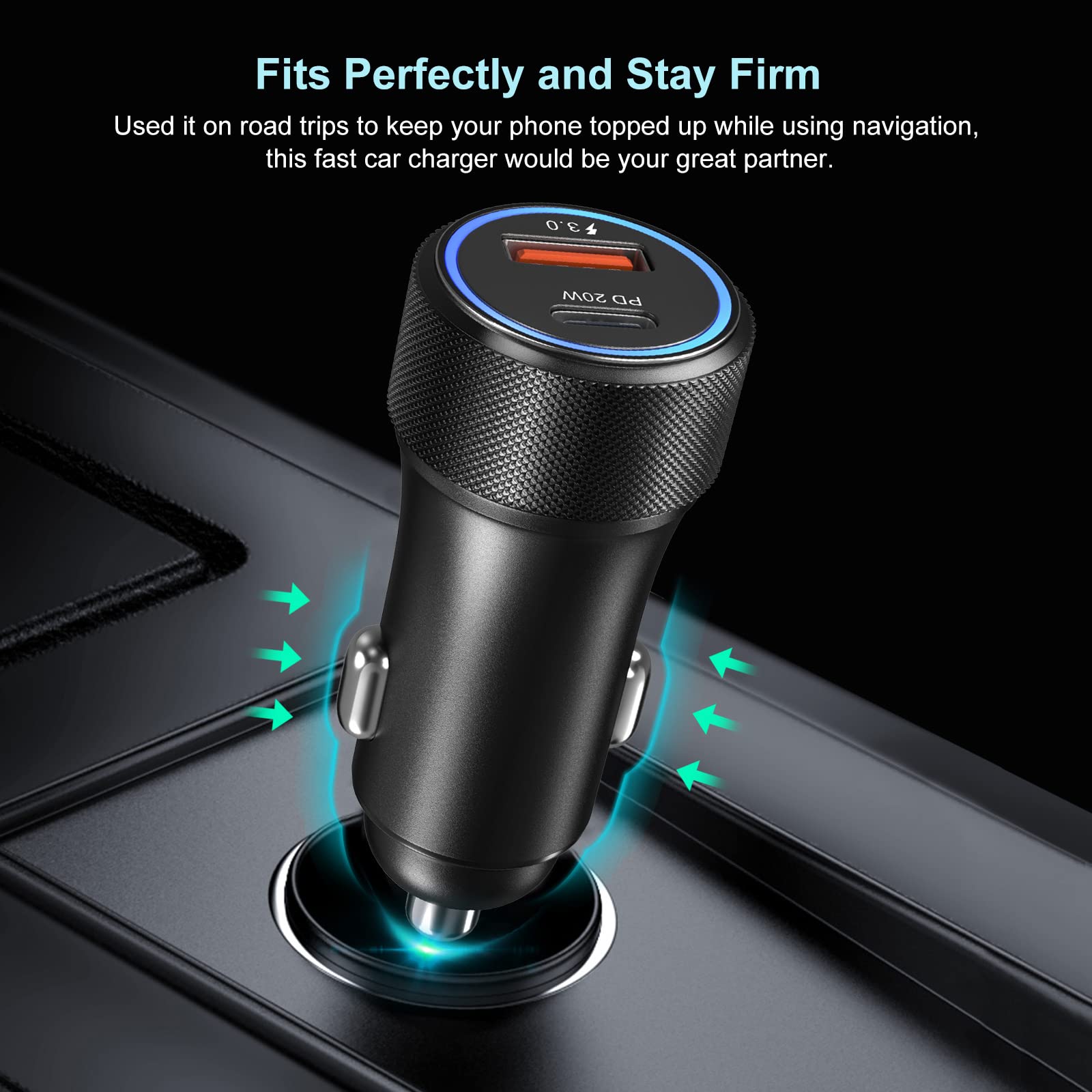 Cargador de coche USB C, Bangfun [paquete de 5] Adaptador de cargador de coche USB rápido de 36W PD (negro)