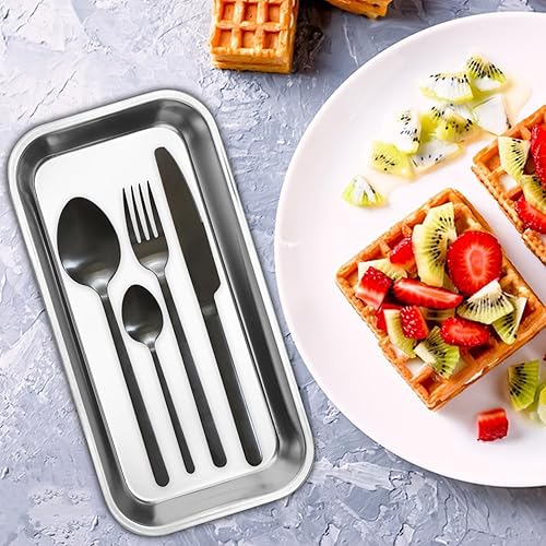 Miniatura 7 de 12 bandejas quirúrgicas pequeñas de 8.86 x 4.7 pulgadas, bandeja médica de acero inoxidable con bandejas sin costuras y altura de borde moderada