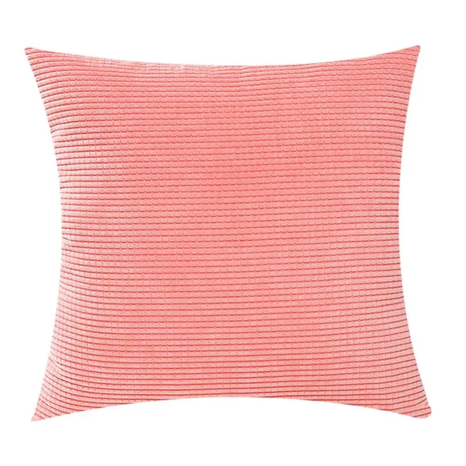 BFLCWSTD Cushion Covers Corner Cushion Covers Throw Pillow Couch Sofa Bed Comfortable Supersoft Corduroy Corn Striped Both Sides(Pink)
