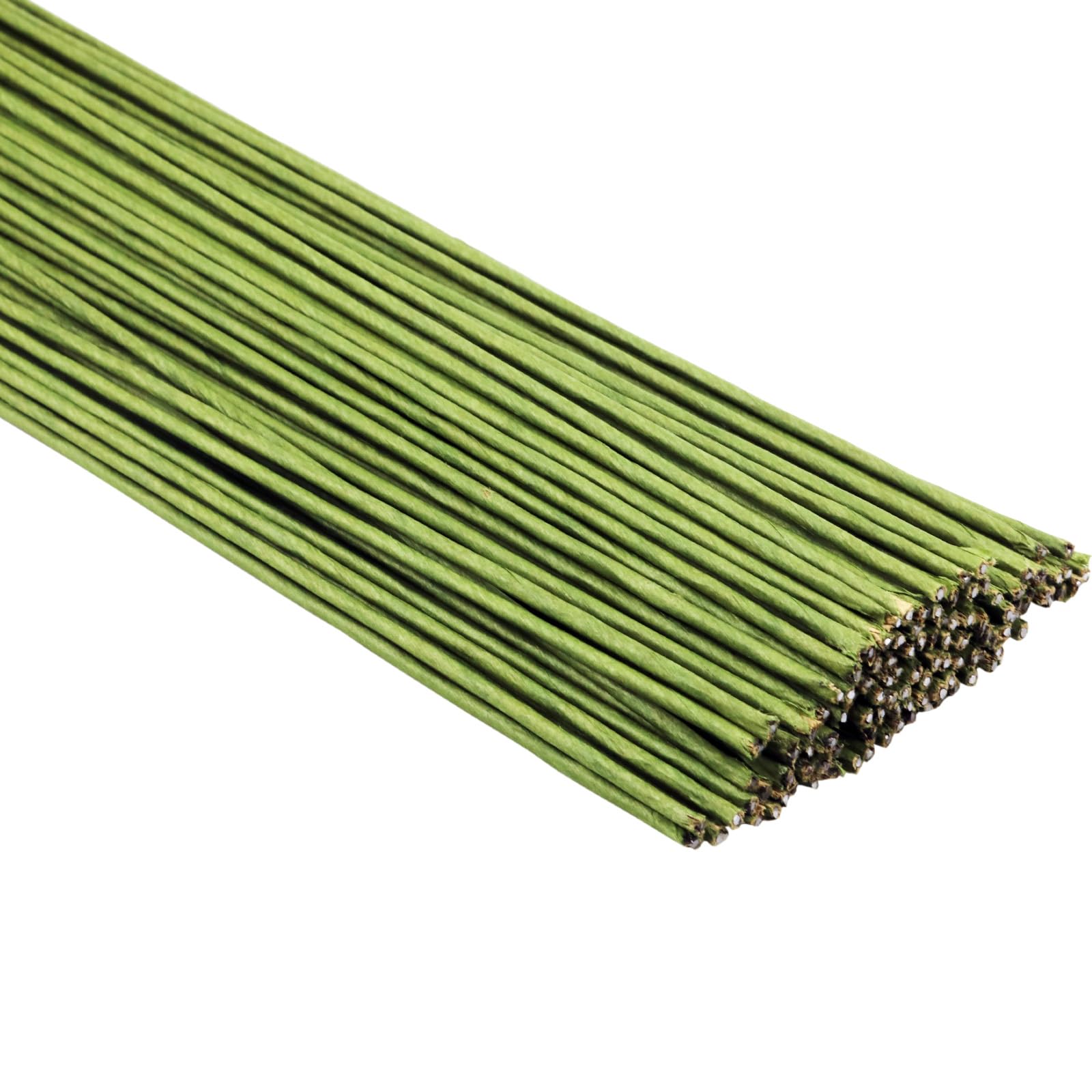 50 unidades de alambre floral de calibre 2, alambre envuelto en papel floral verde de 16 pulgadas/40 cm, tallos de floristería para suministros de arreglos florales, manualidades, ramos, tallos de