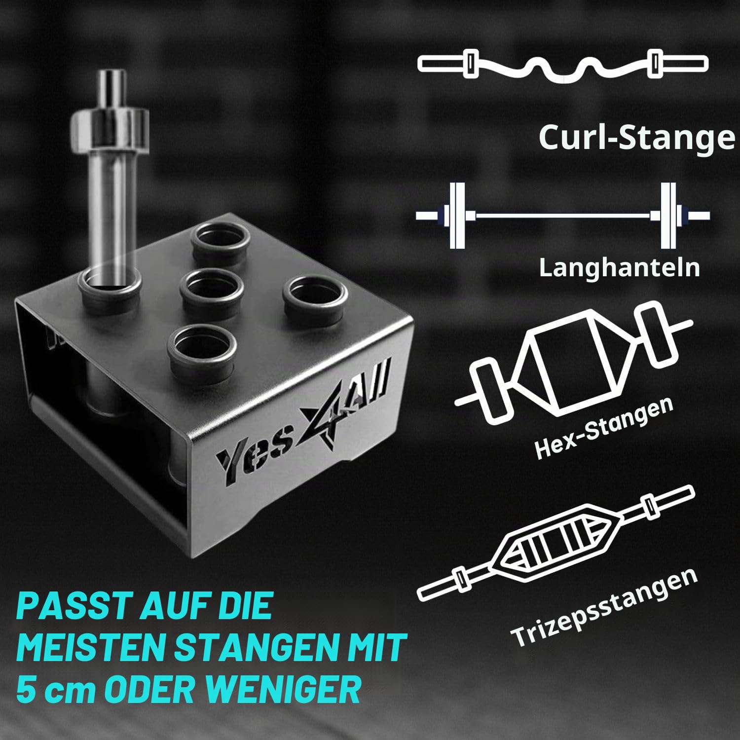 Yes4All Vertikale Langhantelständer für 50mm Langhantel - Home Gym Bar Holder Stand for Up To 9 Stagen - Langhantelablage, Hantelablage, Stangen-Halterung