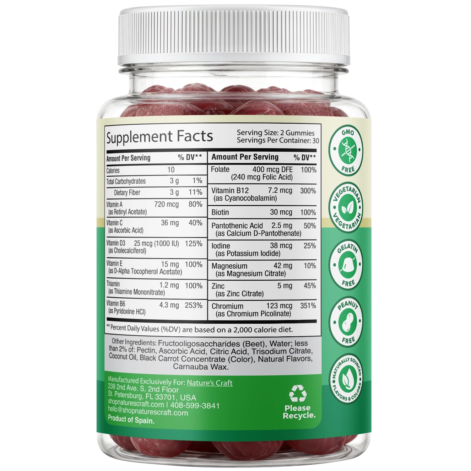 Teen Multivitamin Gummies 12-17, Zinc, Magnesium, Biotin, Vit A C D E, 60ct — Amazon image 8