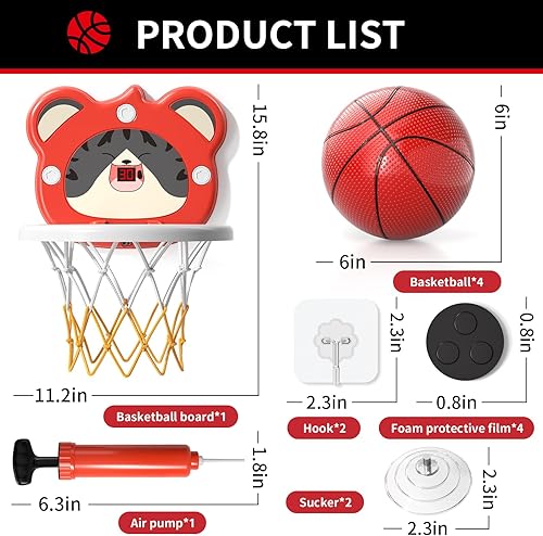 Miniatura 7 de Bennol Aro de baloncesto para niños pequeños, regalos para niños de 2, 3, 4, 5 años, mini aro de baloncesto para interiores para niños de 1-3, 2-4,