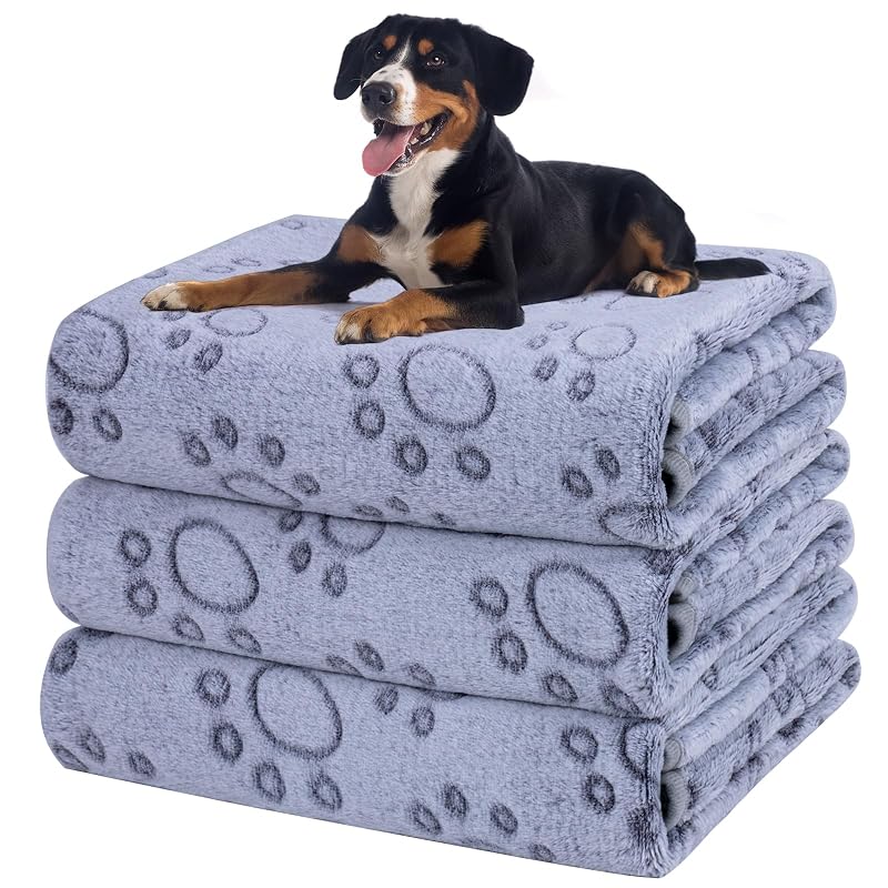 Mantas para Cães em Fleece Coral de Poliéster Dono, Estampa de Ossos, Grey Bone, 104,14 x 78,74 cm, Pacote com 3