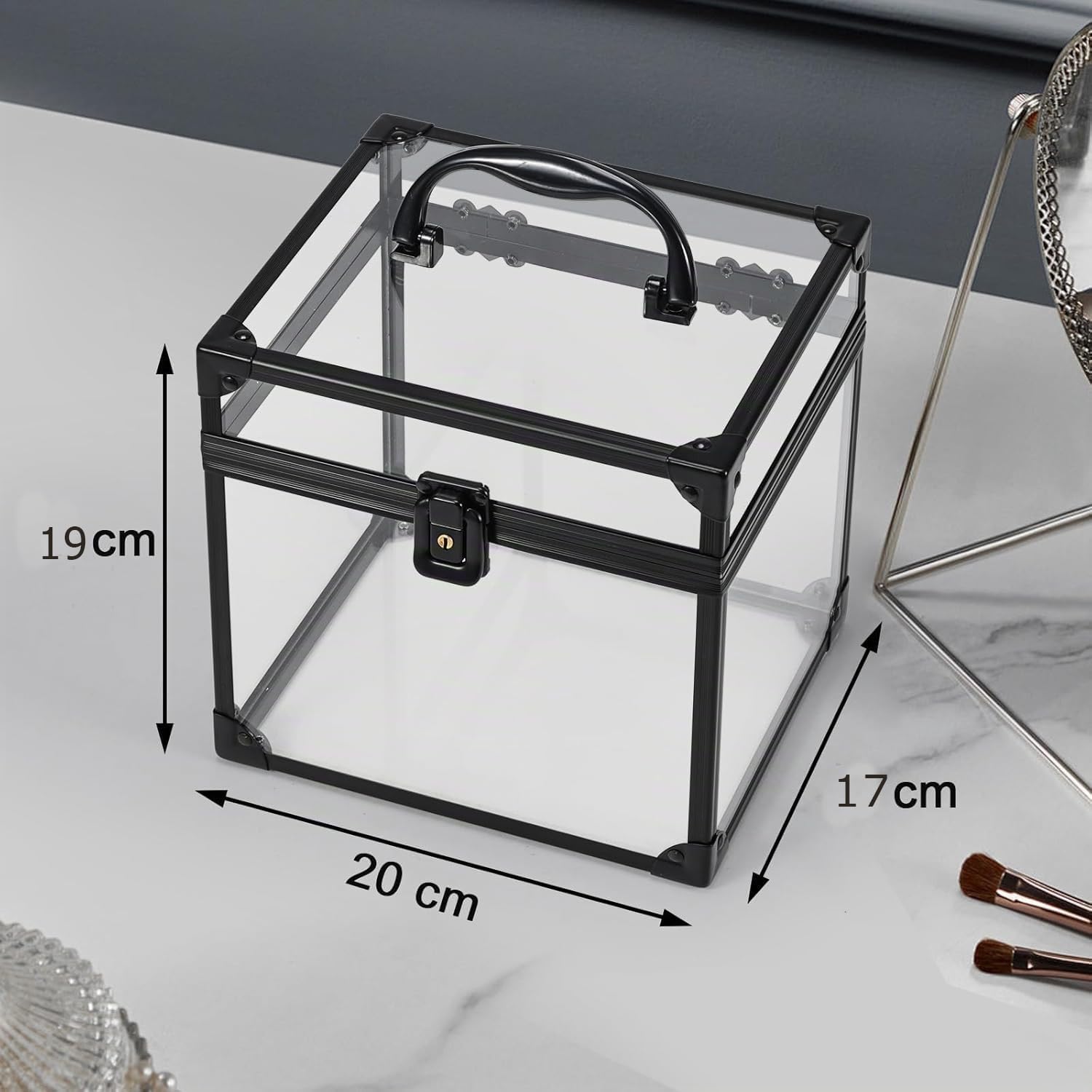 Malette Maquillage Boîte de Maquillage Beauty Case Transparente Vanity Maquillage Malette de Rangement Maquillage Portable vitrine Acrylique verrouillable