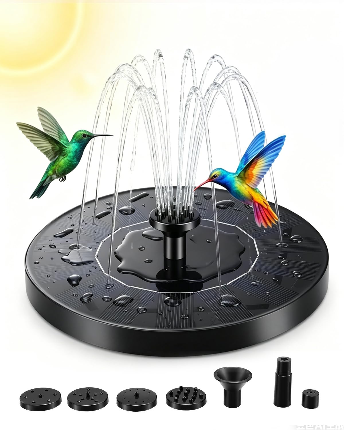 Solar Water Fountain Pump with 7 Spray Nozzles, Solar Powered Water Fountain Floating Pump for Bird Bath, Pond & Garden Decoration, Eco-Friendly Solar Fountain, No Electricity Required