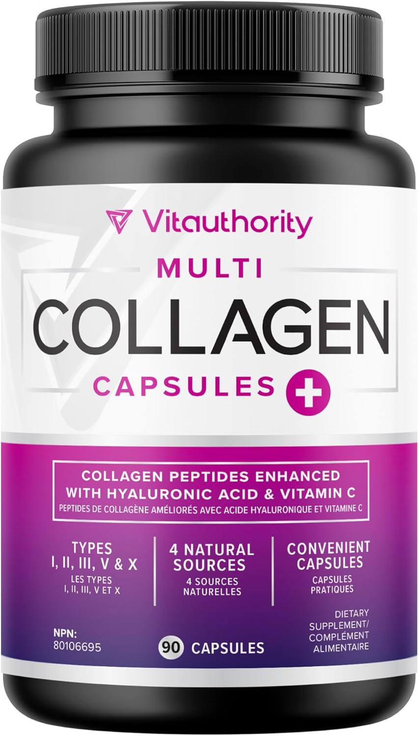 Multi Collagen Pills with Hyaluronic Acid & Vitamin C: 5 Type Hydrolyzed Collagen Protein Peptides, Types I II III V X, 30 Servings, 90 Capsules Multi Collagen Pills with Hyaluronic Acid & Vitamin C: 5 Type Hydrolyzed Collagen Protein Peptides, Types I II III V X, 30 Servings, 90 Capsules