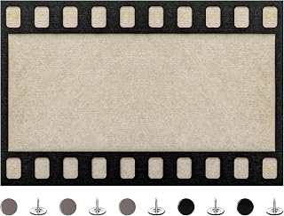 Filmstrip Felt Bulletin Board Self-Adhesive Pin Board Memo Display Pad for Wall Decorative Picture Framed Display Board Felt Board Tiles 32.6x21.6cm/13x8.5in with Pins for Home Office School (Rex)