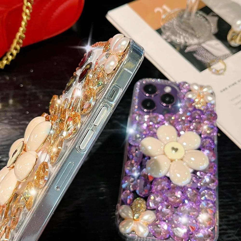 Estuche para teléfono con diseño de Flores Brillantes y Perlas de Agua y Diamantes, Apto para iPhone 15, 14, 13, 12, 11 Pro MAX, XR, XS, X, 7, 8 Plus, Plateado, para iPhone 11 Pro