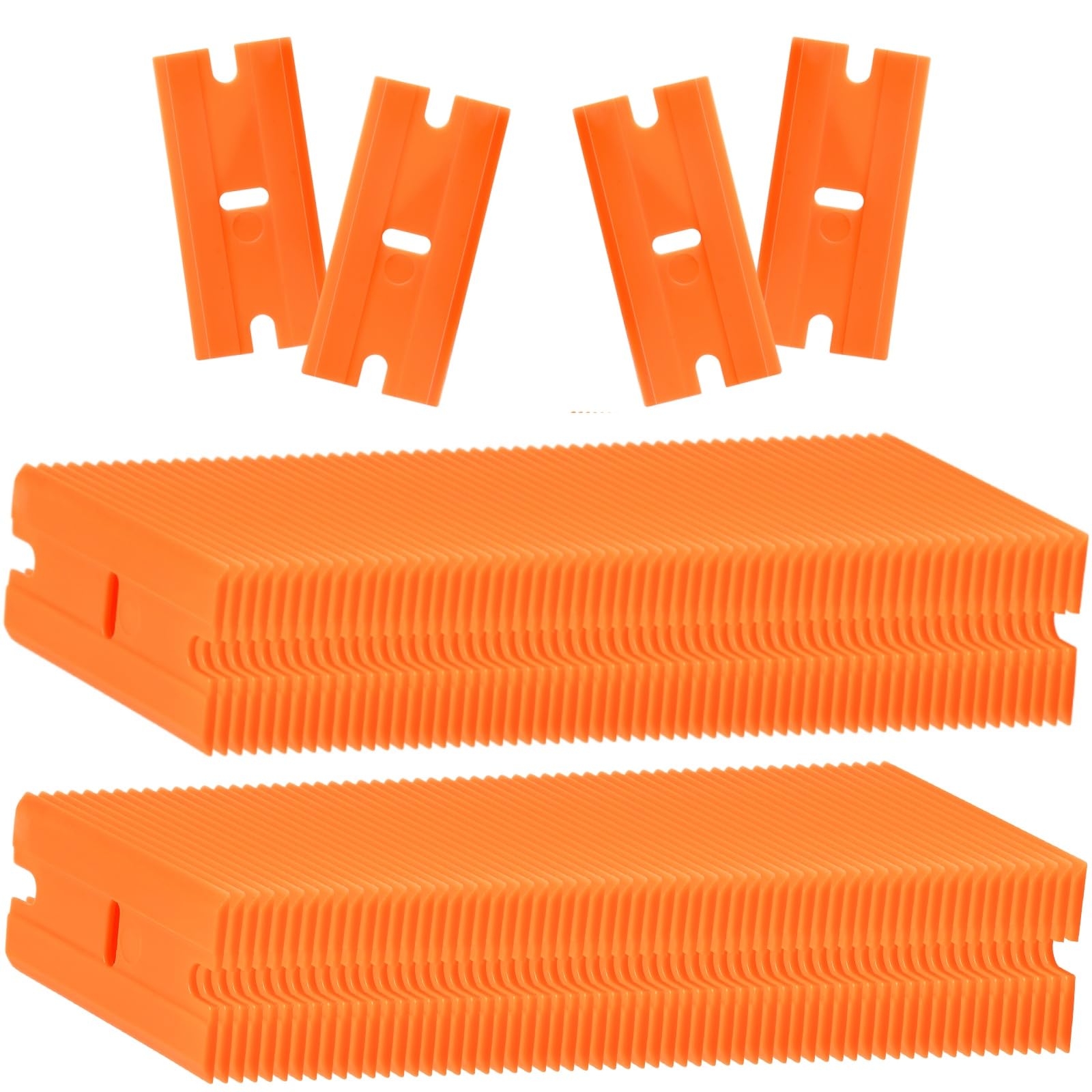 Lainballow 500 Pcs Plastic Razor Blades, Double Edged Scraper Blades, Plastic Knife Blades Replacement Suit for Cleaning Glass and Removing Decals,