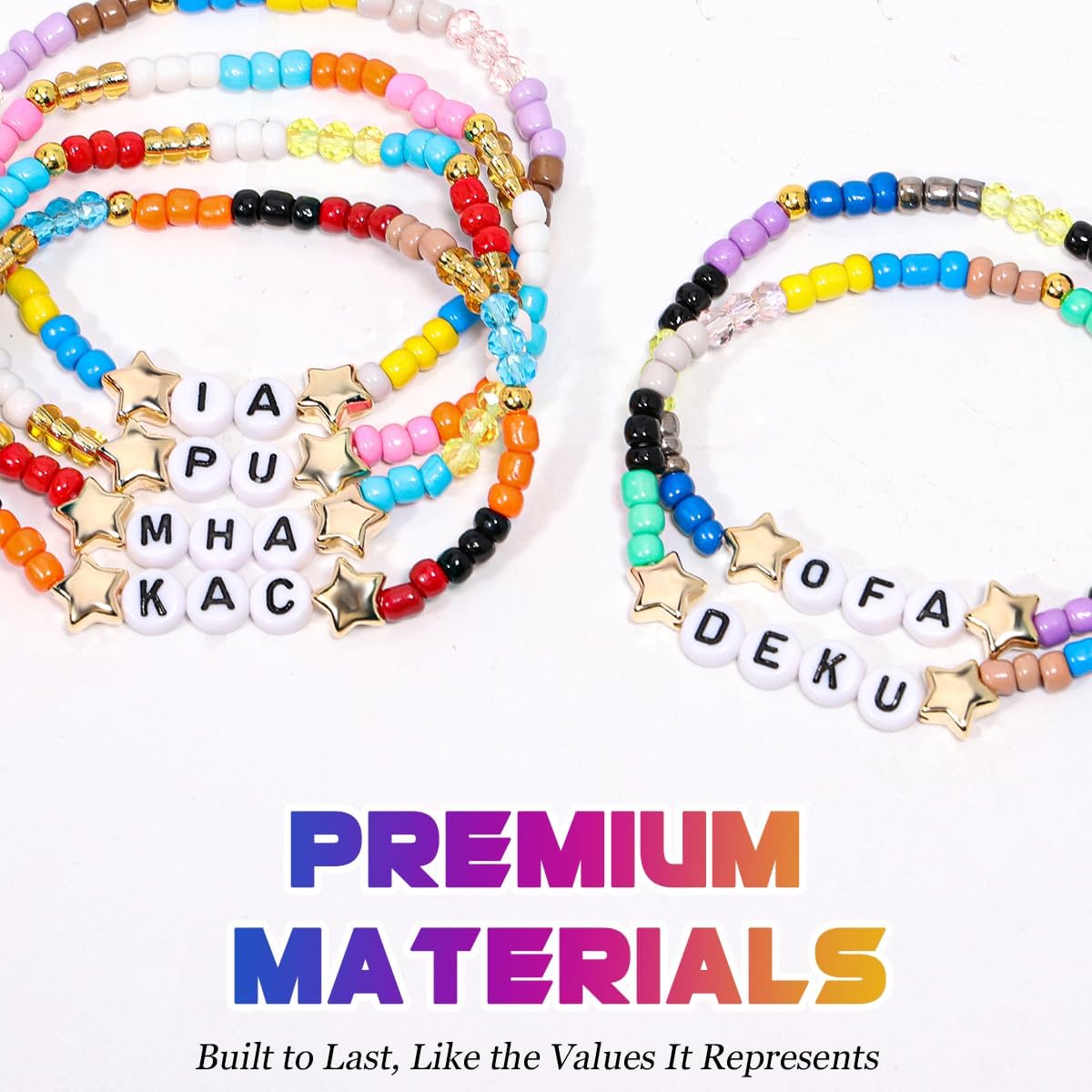 AICase for Mha Merch Gifts Toys Inspired Bracelets 6 Pcs Stackable Stretch Beaded My Friendship Bracelets Hero Academia Costume Cosplay Merchandise Gifts for Fans Women Birthday Christmas Stocking - Image 3