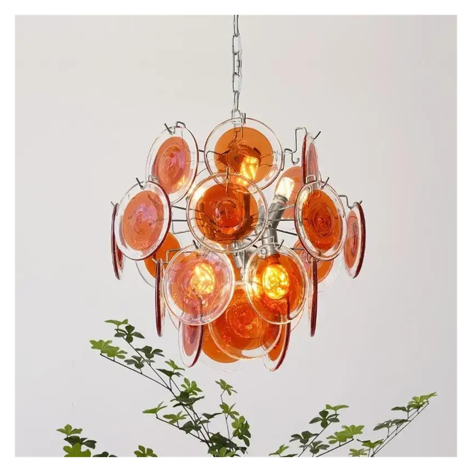 Retro Crystal Luxury Hanging Lamps, Modern Color Arts, Hotel, Shopps, Lounge and Living Rooms (Warm Red, 60cm)