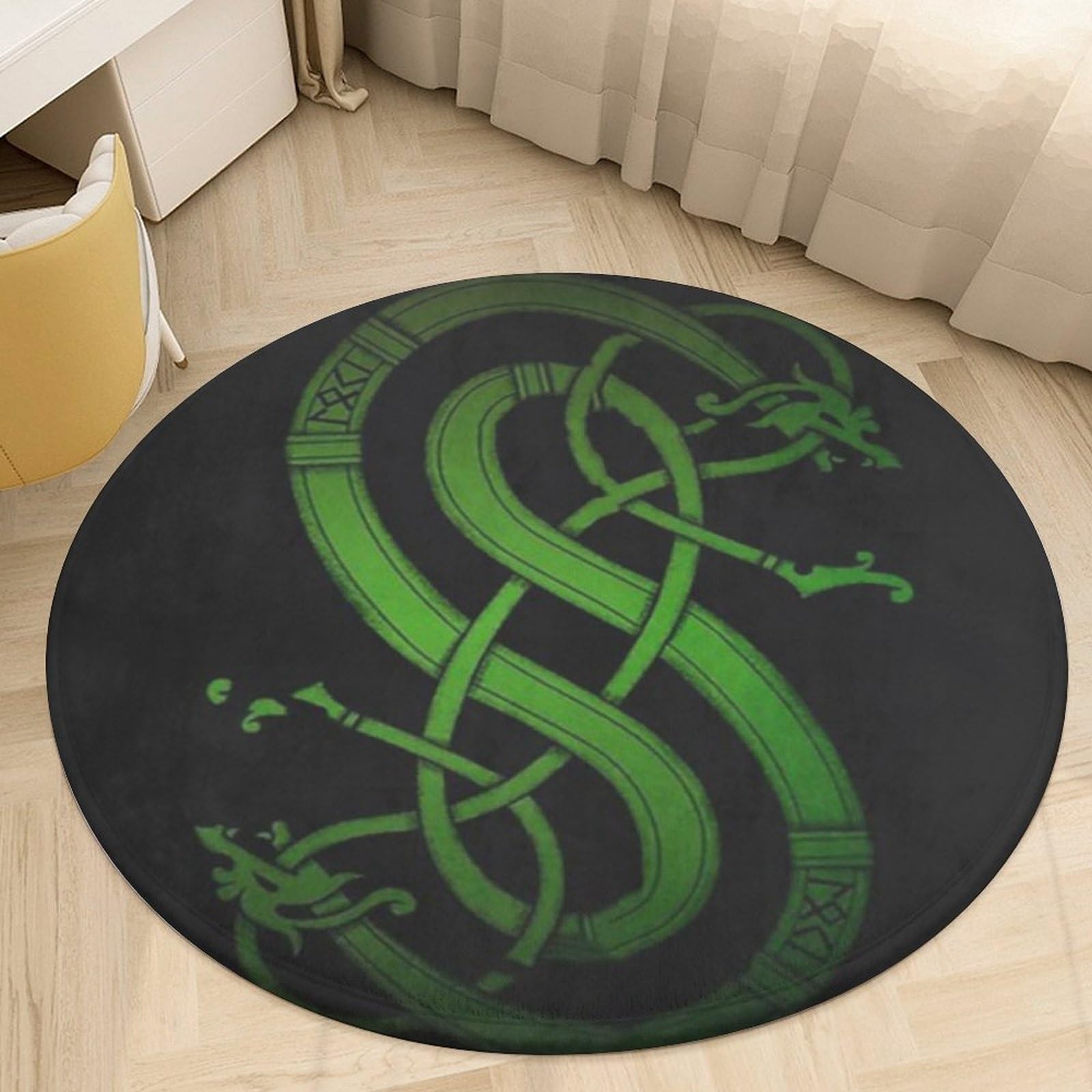 Tapis de protection plancher viking rond imprimé 3D pour salon et chambre
