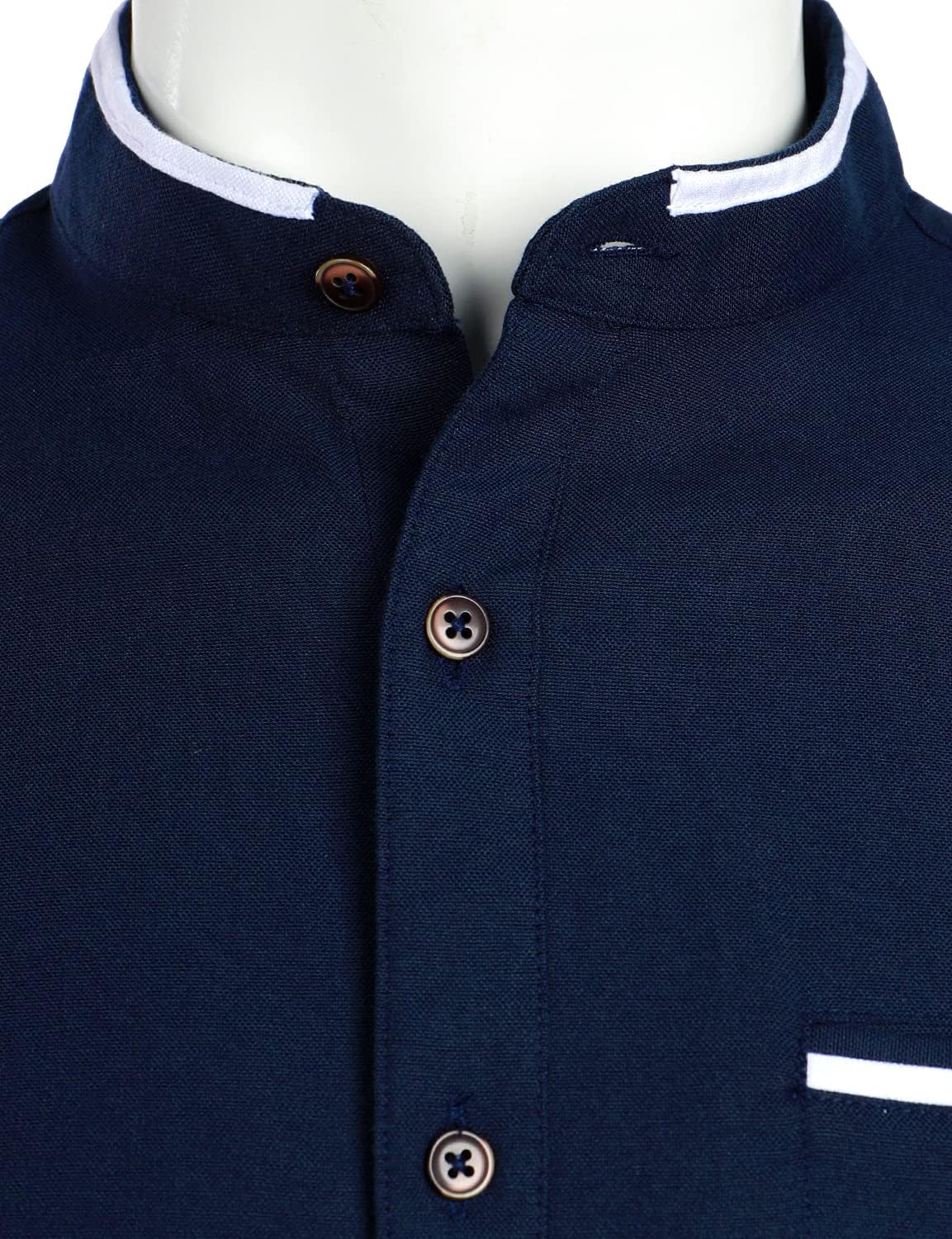 ZEROYAA Mens Hipster Mandarin Collar Slim Fit Long Sleeve Casual Button Down Oxford Dress Shirt with Pocket - Image 3