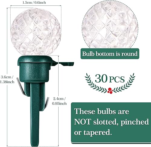 Miniatura 2 de Honoson Mini bombillas de repuesto de Navidad G14, bombillas LED de 0.06 W, bombillas de vidrio con base de plástico para árbol de Navidad al aire